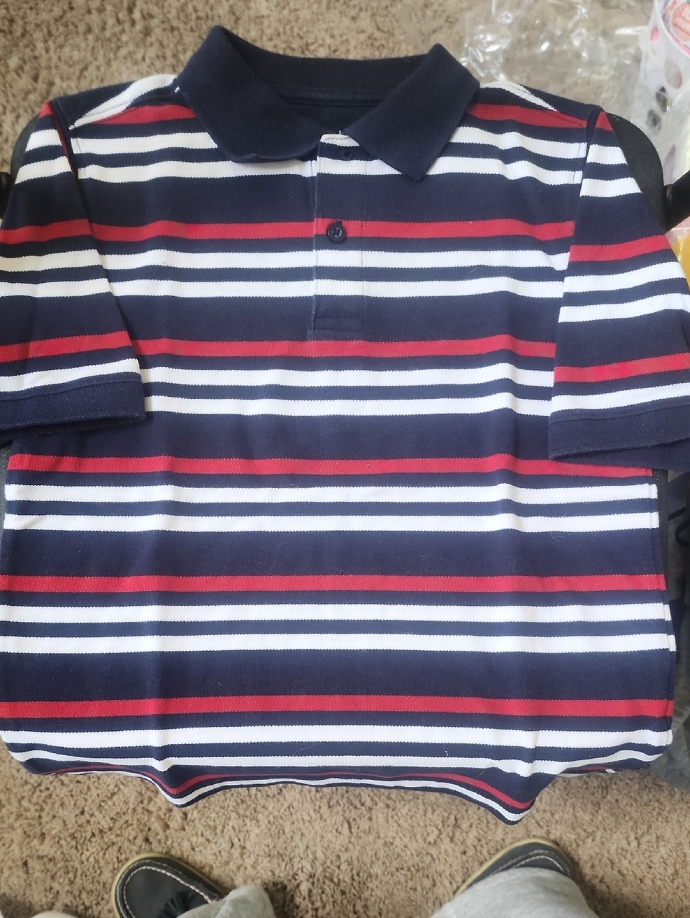 *Sz S 6/7 Basic Editions Navy Polo with White & Red Stripes - Must Bundle To Buy